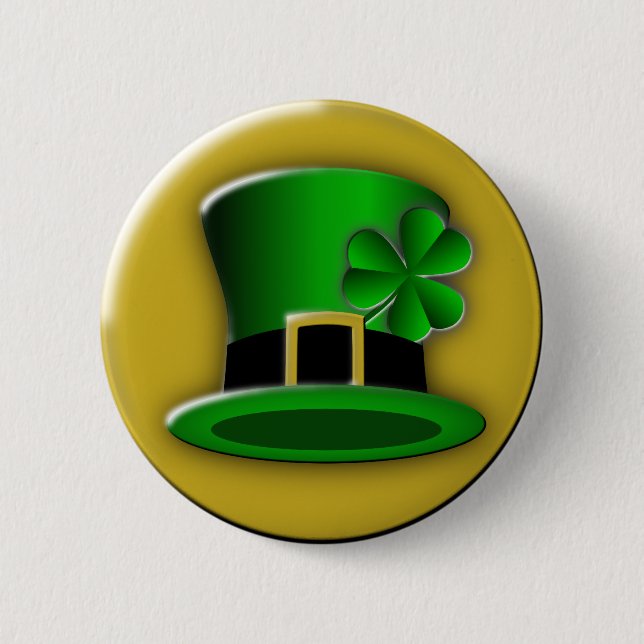 St Patricks Day Hat Round Button (Front)