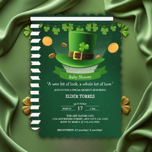 St. Patrick's Day Hat Shamrock Gold Baby Shower Invitation