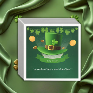 St. Patrick's Day Hat Shamrock Gold Baby Shower Napkins