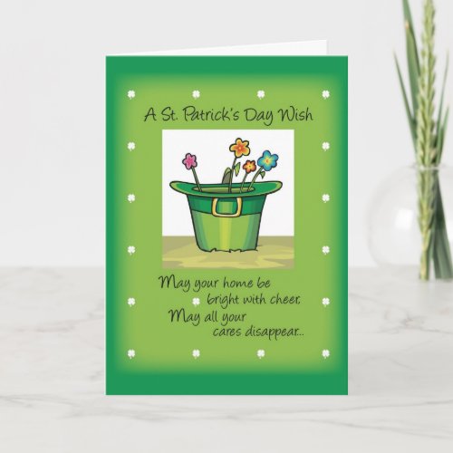 St Patricks Day Hat with Flowers Card