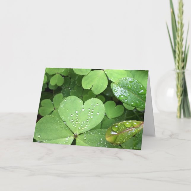 St Patrick's Day Heart Leaves Photo Card (Front)