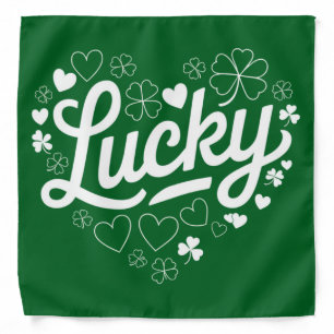 St Patrick's Day Heart Lucky Clover Shamrock Bandana