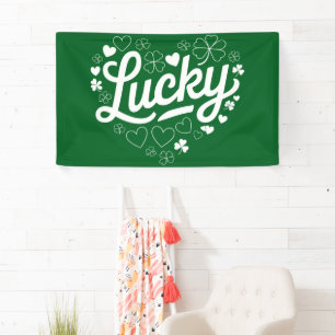 St Patrick's Day Heart Lucky Clover Shamrock Banner