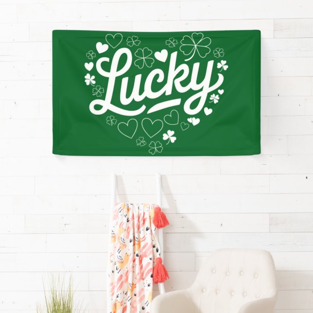St Patrick's Day Heart Lucky Clover Shamrock  Banner (Insitu)