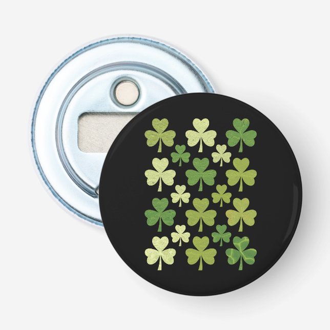 St Patrick's Day Heart Lucky Clover Shamrock  Bottle Opener (Front)