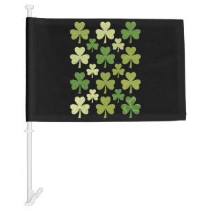 St Patrick's Day Heart Lucky Clover Shamrock Car Flag