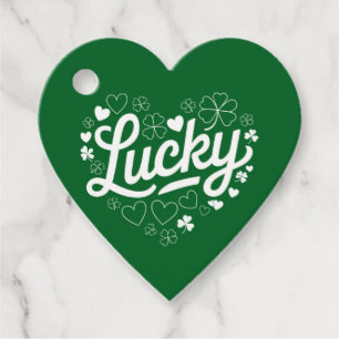 St Patrick's Day Heart Lucky Clover Shamrock Favor Tags