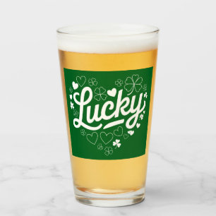 St Patrick's Day Heart Lucky Clover Shamrock Glass