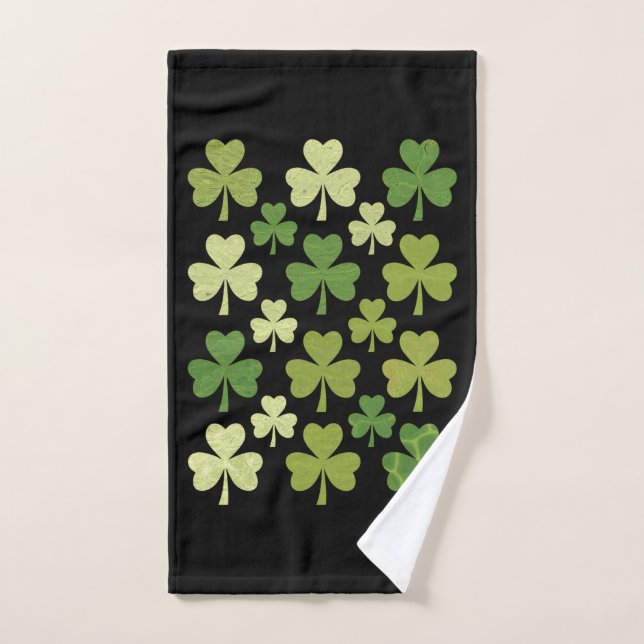 St Patrick's Day Heart Lucky Clover Shamrock  Hand Towel (Hand Towel)