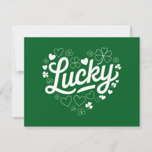 St Patrick's Day Heart Lucky Clover Shamrock  Invitation