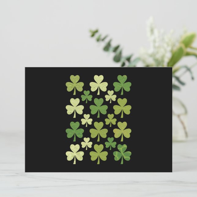 St Patrick's Day Heart Lucky Clover Shamrock  Invitation (Standing Front)