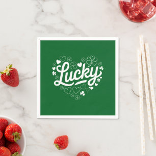 St Patrick's Day Heart Lucky Clover Shamrock  Napkins