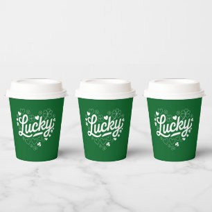 St Patrick's Day Heart Lucky Clover Shamrock Paper Cups