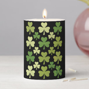 St Patrick's Day Heart Lucky Clover Shamrock Pillar Candle