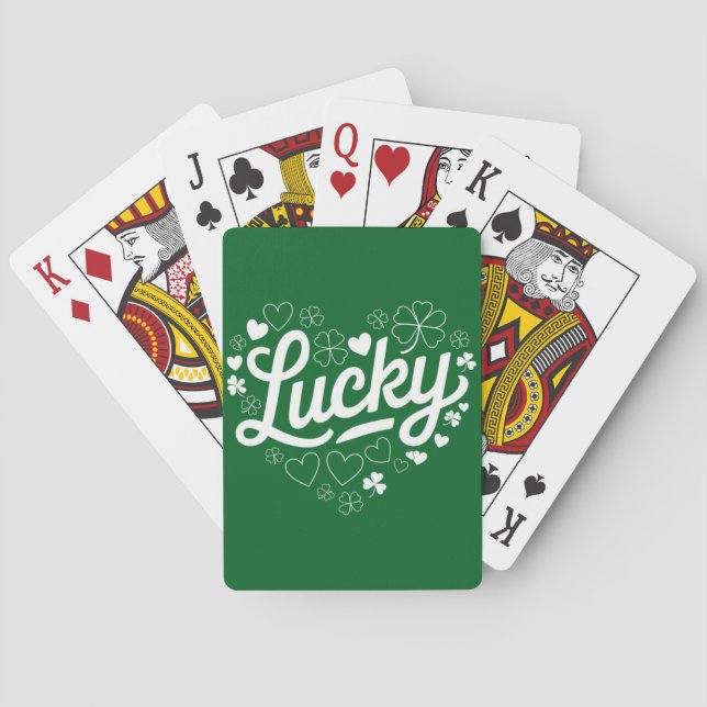 St Patrick's Day Heart Lucky Clover Shamrock  Poker Cards (Back)