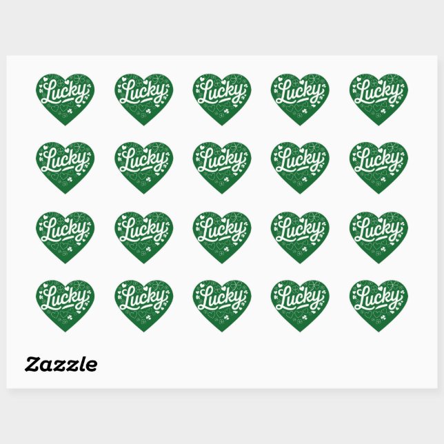 St Patrick's Day Heart Lucky Clover Shamrock  Sticker (Sheet)