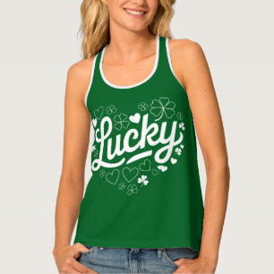 St Patrick's Day Heart Lucky Clover Shamrock  Tank Top