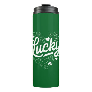 St Patrick's Day Heart Lucky Clover Shamrock Thermal Tumbler