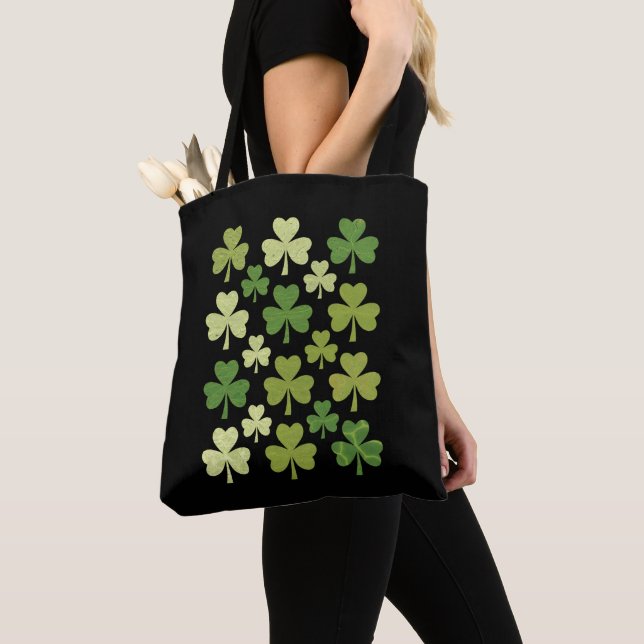 St Patrick's Day Heart Lucky Clover Shamrock  Tote Bag (Close Up)