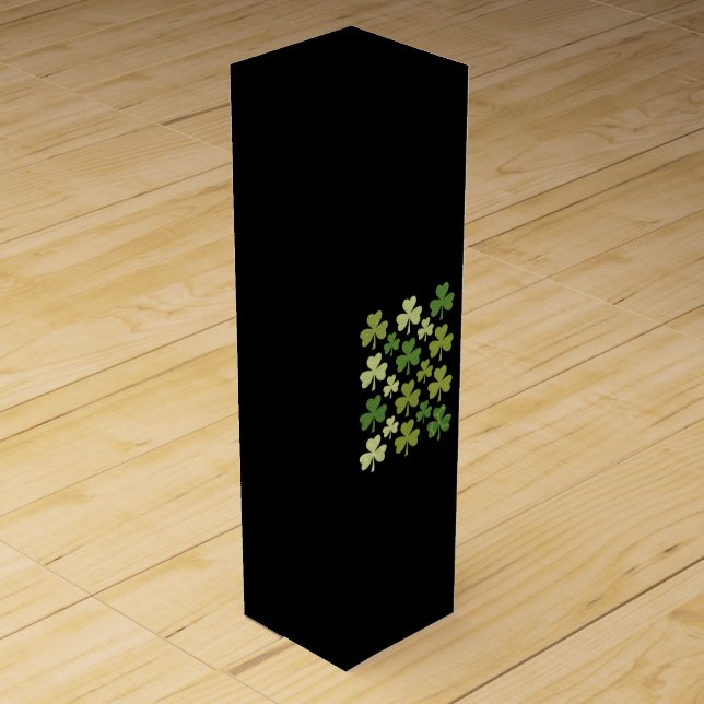 St Patrick's Day Heart Lucky Clover Shamrock  Wine Box (Front)