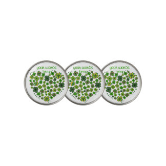 St. Patrick's Day heart of shamrocks, personalize Golf Ball Marker