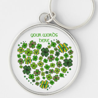 St. Patrick's Day heart of shamrocks, personalize Keychain