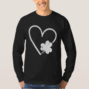 St Patricks Day Heart Shamrock For Women Girls Kid T-Shirt