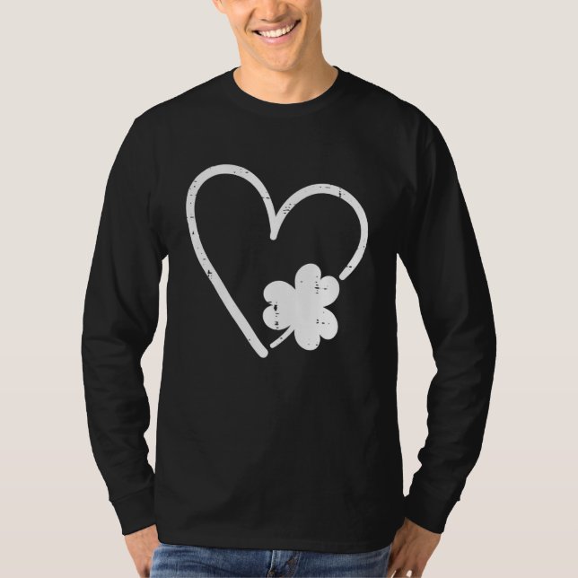 St Patricks Day Heart Shamrock For Women Girls Kid T-Shirt (Front)