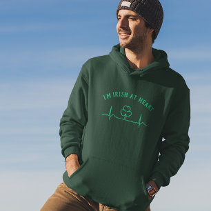 St Patricks Day Heartbeat Hoodie with Custom Text