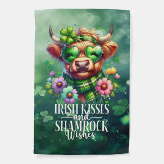 St Patrick's Day Highland Cow Irish Garden Flag