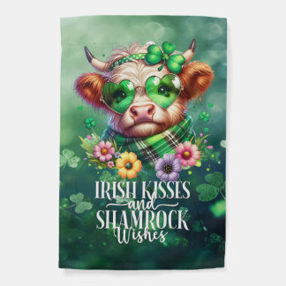 St Patrick's Day Highland Cow Irish Garden Flag