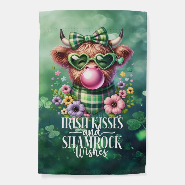 St Patrick's Day Highland Cow Irish Garden Flag  Flag (Front)