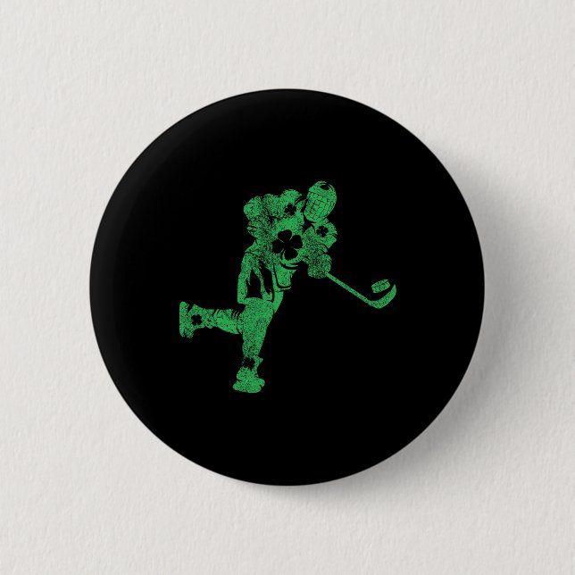 St Patrick's Day Hockey Irish Boys Saint Paddy's S Button (Front)