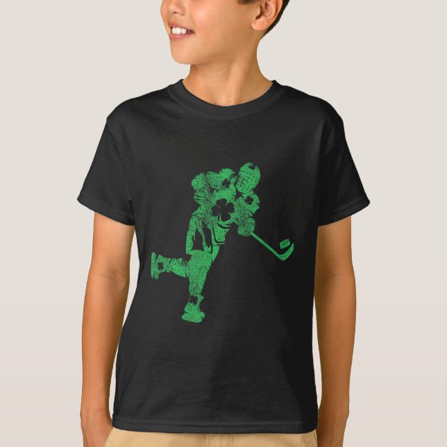 St Patrick's Day Hockey Irish Boys Saint Paddy's S T-Shirt (Front)