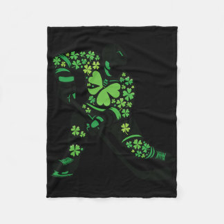 St Patricks Day Hockey Player - Shamrock Spirit Sp Fleece Blanket