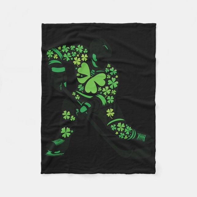 St Patricks Day Hockey Player - Shamrock Spirit Sp Fleece Blanket (Front)