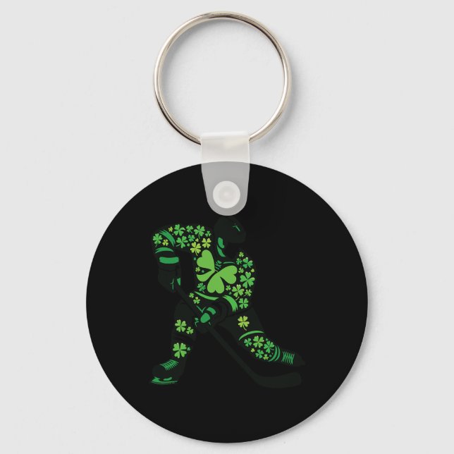 St Patricks Day Hockey Player - Shamrock Spirit Sp Keychain (Front)
