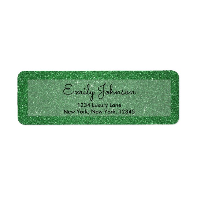 St. Patrick's Day Holiday Green Glitter & Sparkle Label (Front)