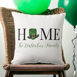 St Patrick's Day Home Green Leprechaun Hat Custom Throw Pillow