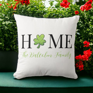 St Patrick's Day Home Polka Dot Shamrock Custom Throw Pillow