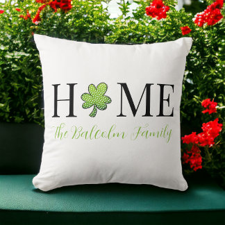 St Patrick's Day Home Polka Dot Shamrock Custom Throw Pillow