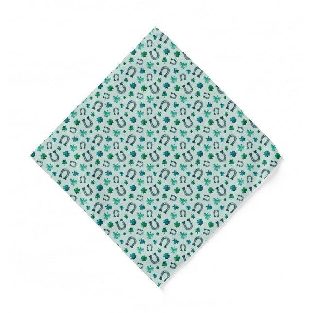 St. Patricks Day Horse Shoe Shamrocks Bandana (Front)