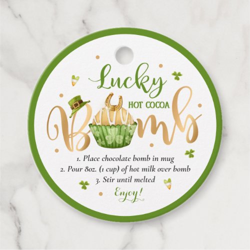 St Patricks Day Hot Chocolate Bomb Lucky Bomb Favor Tags