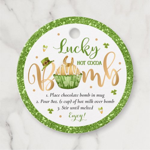 St Patricks Day Hot Chocolate Bomb Lucky Bomb Favor Tags