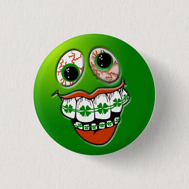 St. Patrick's Day Humor Joke Funny Face Green Button (Front)