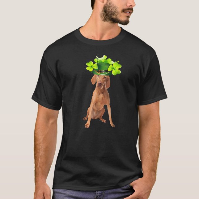 ST Patricks Day Hungarian vizsla Dad Mom Dog Irish T-Shirt (Front)