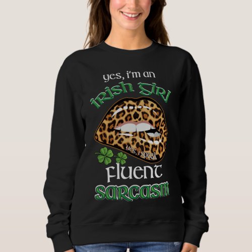 StPatricks day Im An Irish Woman Leopard Plaid Sweatshirt