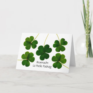 St. Patrick's Day in Irish Gaelic Shamrocks Card