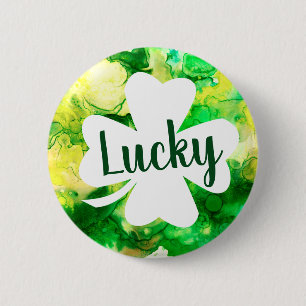 St. Patrick's Day Ink Splatter Lucky Shamrock Button