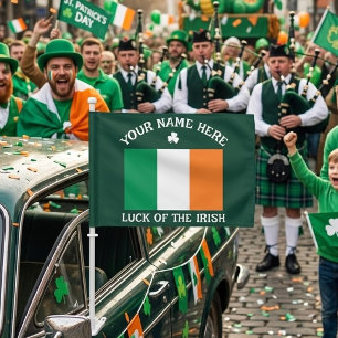 St Patrick's Day Ireland Flag Custom Name Shamrock